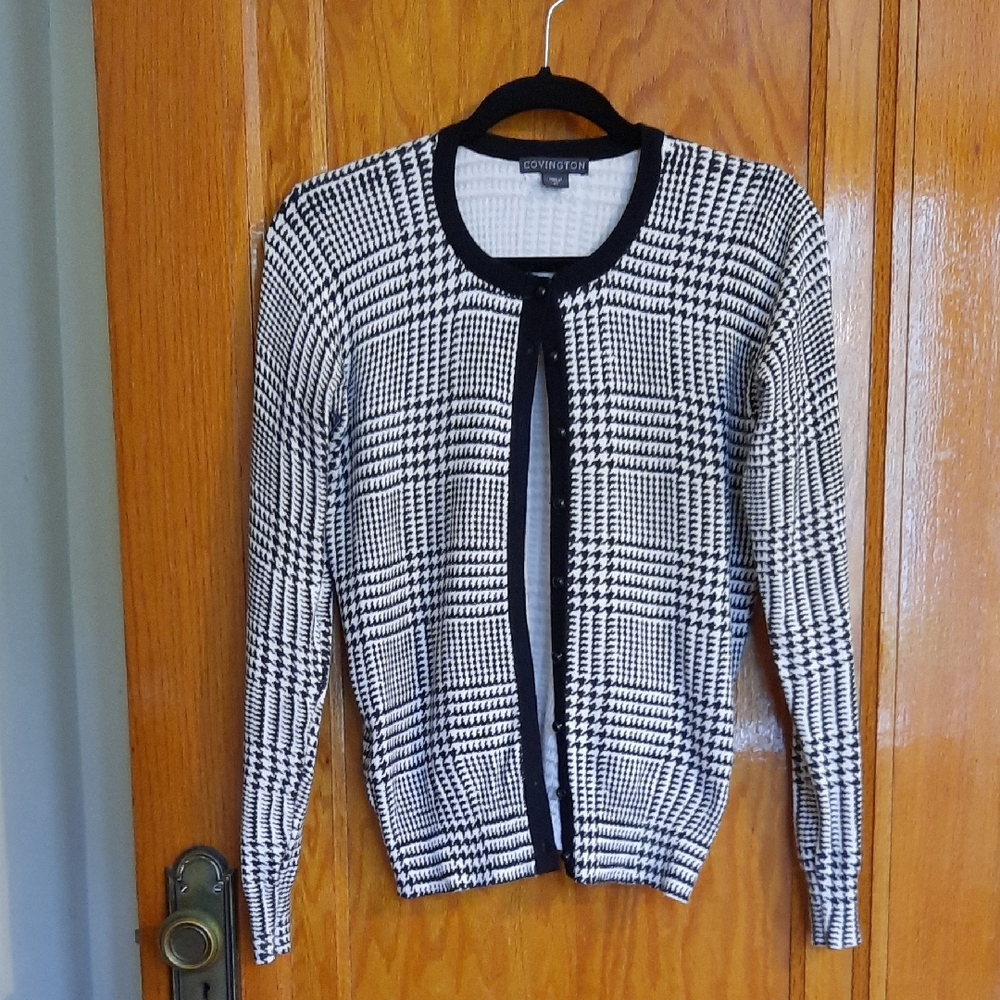 Black and White Houndstooth Cardigan